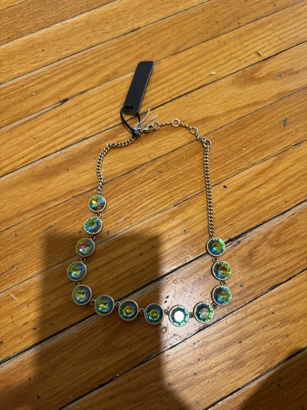 J. Crew Gold-Tone Necklace with Iridescent Green Discs